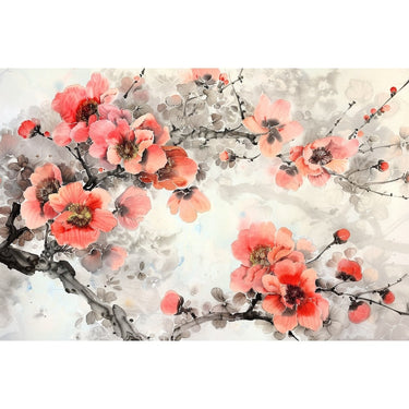 Chinese Watercolor Canvas Flowers